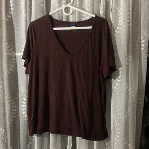 Classic Brown V-Neck Women's Top